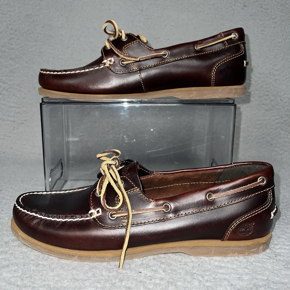 Timberland Classic 2-Eye Boat Shoes Mens Sz 11M Brown Leather Deck Loafers 3947R